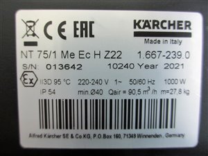 Kärcher NT 75/1 Me Ec H Z22 ATEX Zone 22 Nass-/Trockensauger