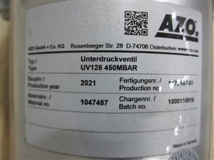 AZO UV 128 Unterdruckventil - ungebraucht